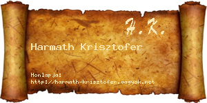 Harmath Krisztofer névjegykártya